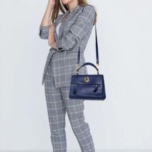 Authentic Saint Laurent blue leather mini muse 2way bag